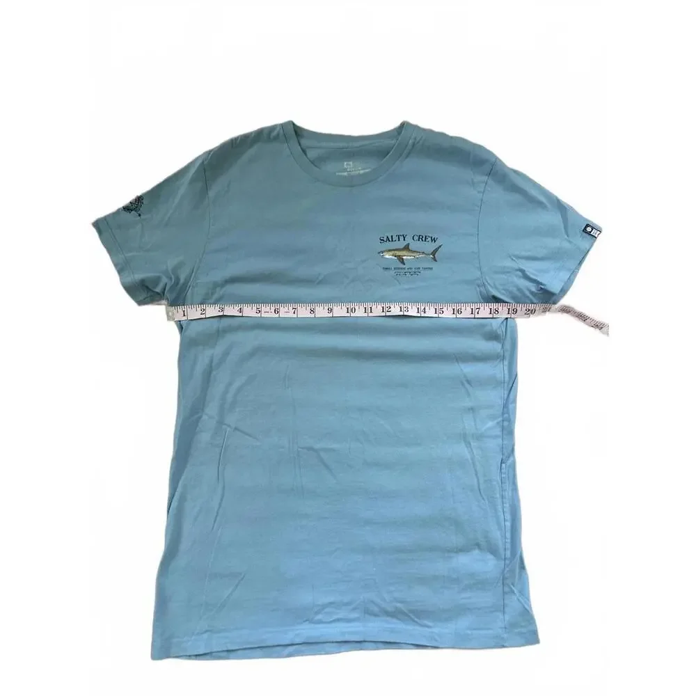 Salty Crew Men's T-Shirt - Light Blue Shark Graphic Size M - Picture 3 of 4